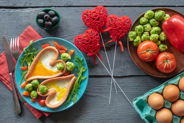 A vibrant and appealing display of healthy food options on a dinner table, including colorful vegetables, lean proteins, and whole grains. The presentation is clean and inviting.