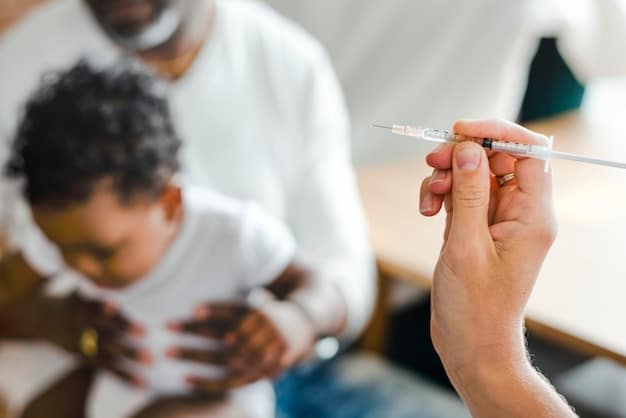 A close-up shot of a pediatrician gently administering a vaccine to a toddler, with the parent holding the child's hand for comfort. The focus is on the professional and caring interaction.
