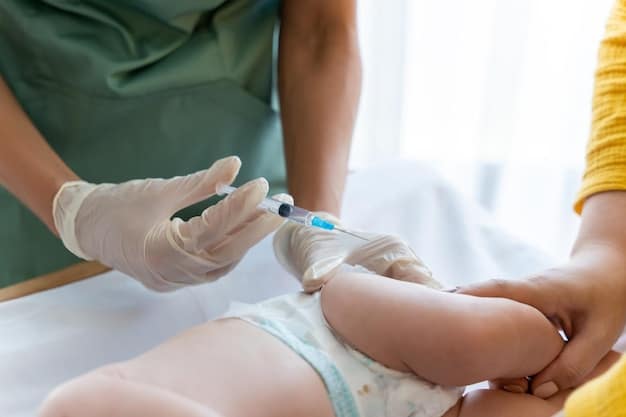 A doctor administering RSV monoclonal antibody injection to a baby in a clinic. The baby is calm and the doctor is smiling reassuringly. The scene emphasizes a safe and positive medical interaction focused on RSV prevention.