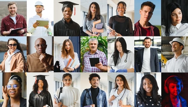 A collage of diverse professionals in various career fields, representing the wide range of opportunities available to individuals who receive a quality education.