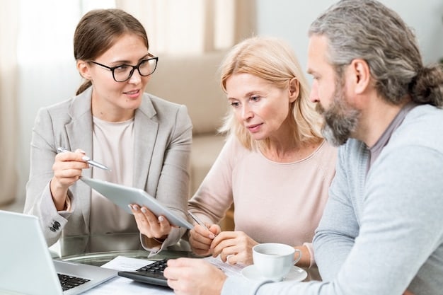 A family meeting with a financial advisor, discussing the setup of a special needs trust and its implications for government benefits.