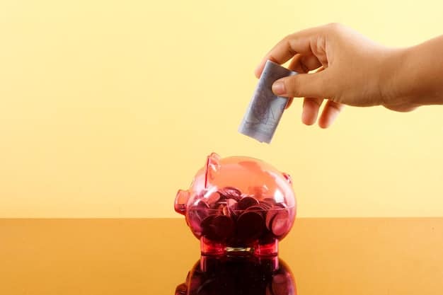 A close-up shot of hands depositing cash into a piggy bank, symbolizing saving money. In the background, there's a blurred image of government benefit forms, highlighting the peace of mind the ABLE Act provides.