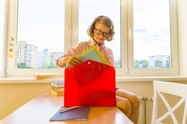 A parent sitting at a desk, meticulously organizing documents in folders, while their child plays quietly nearby, illustrating the dedication required to advocate for a child's special education rights.