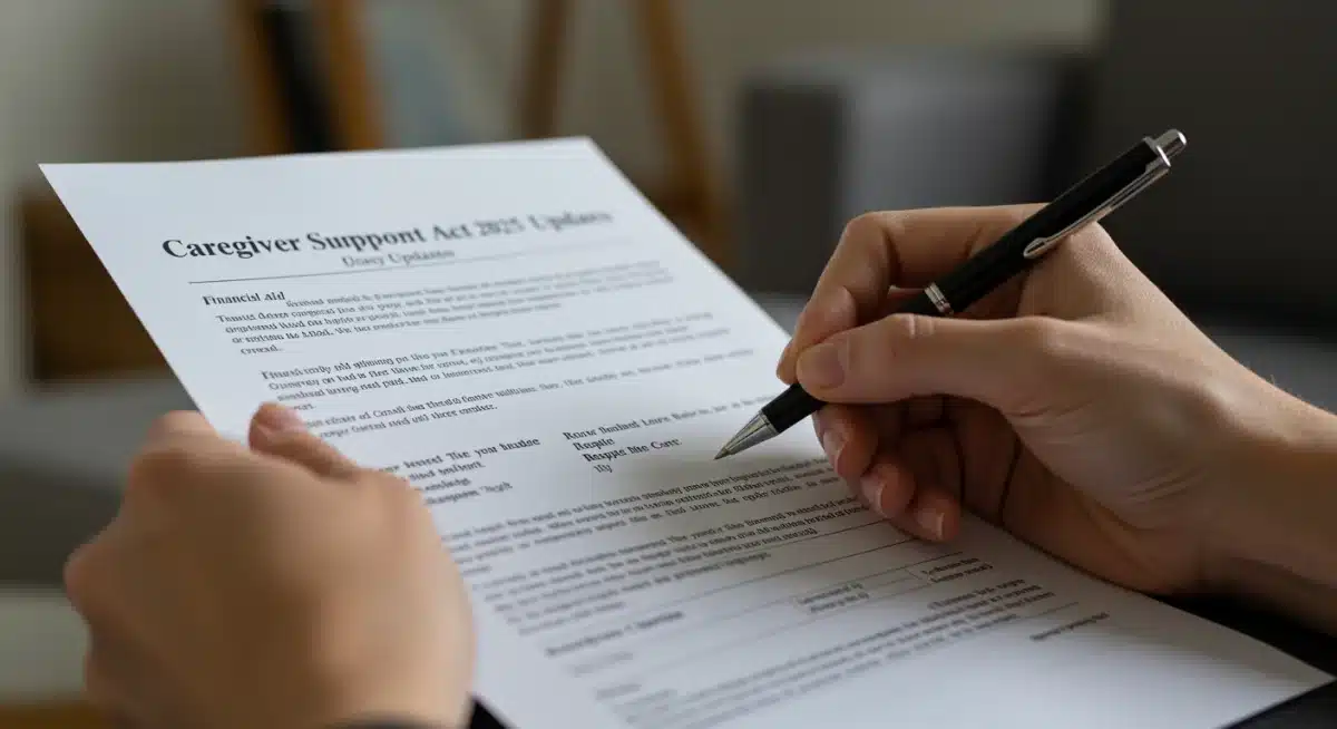 Hand reviewing new caregiver support act updates for 2025