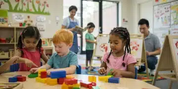 Childcare Enrollment Deadlines Fall 2025: US Family Checklist Happy children playing and learning in a modern childcare center.