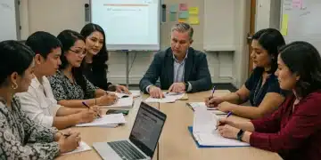 Parents and school staff reviewing IEP documents collaboratively