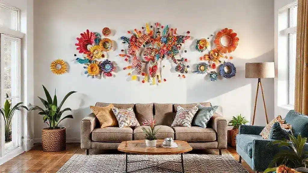 DIY wall art with recycled materials for your home