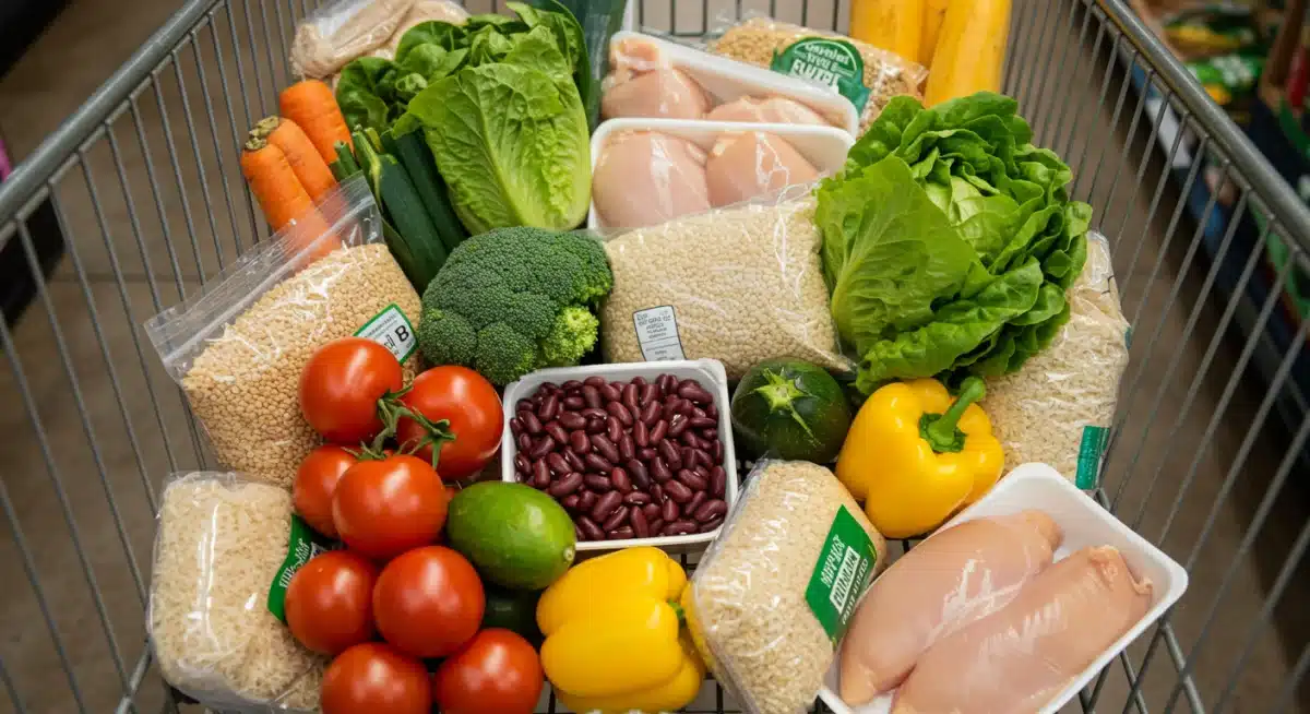 Grocery cart with affordable healthy food items
