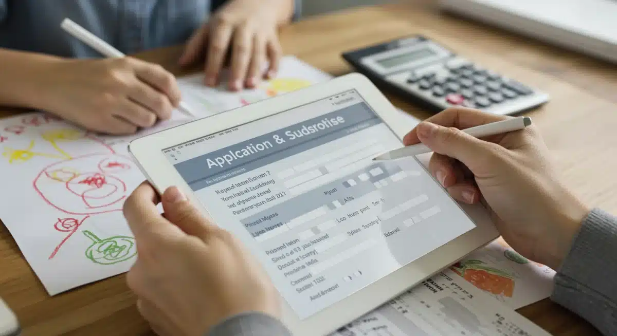 Applying for childcare subsidy benefits on a tablet