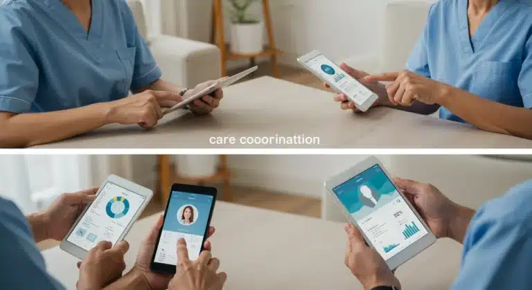 Caregivers using digital tools for coordination