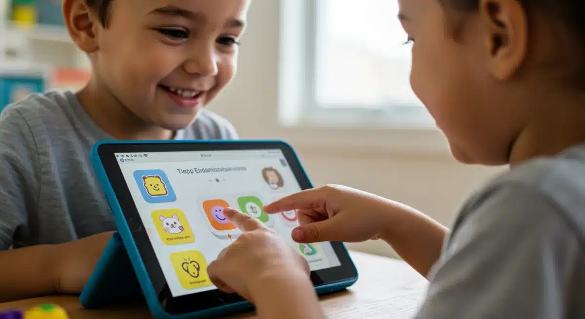 Child engaged with AI-powered personalized learning tablet.