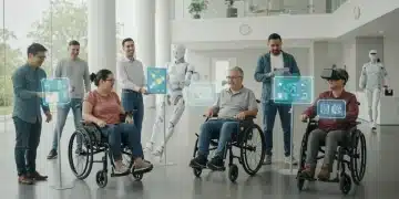 Individuals with special needs engaging with cutting-edge assistive technologies