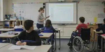 Inclusive Education 2026: Strategies for US Special Needs Students Teacher and student interacting with an adaptive smartboard in an inclusive classroom.