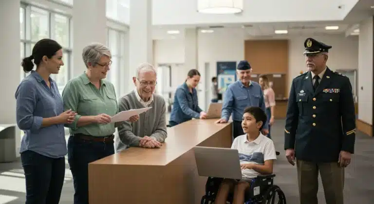 Diverse caregivers accessing support resources in 2026