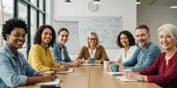 Diverse caregivers in a support group meeting, sharing experiences and finding community.