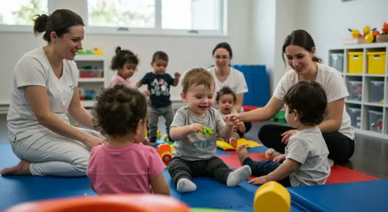 Children with special needs participating in early intervention therapy sessions.