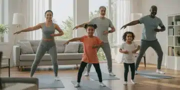 Family engaging in a 15-minute daily exercise routine in 2026