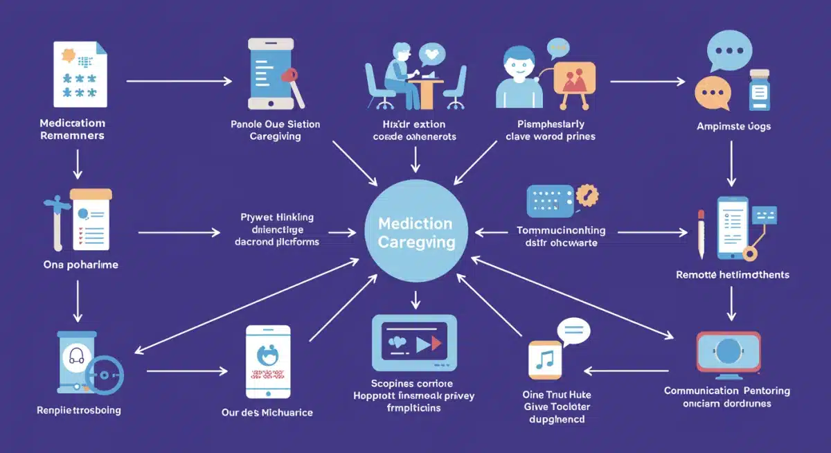 Infographic showing integrated digital tools for modern caregiving