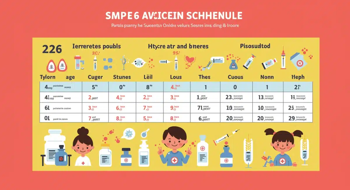 Infographic showing 2026 childhood vaccination schedule by age
