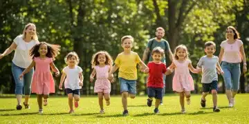 Happy children playing outdoors, symbolizing health and illness prevention