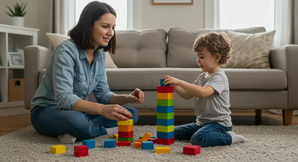 Parent and child engaging in home-based speech therapy activities