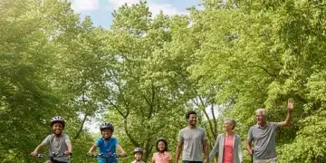 Happy diverse family preventing chronic diseases outdoors