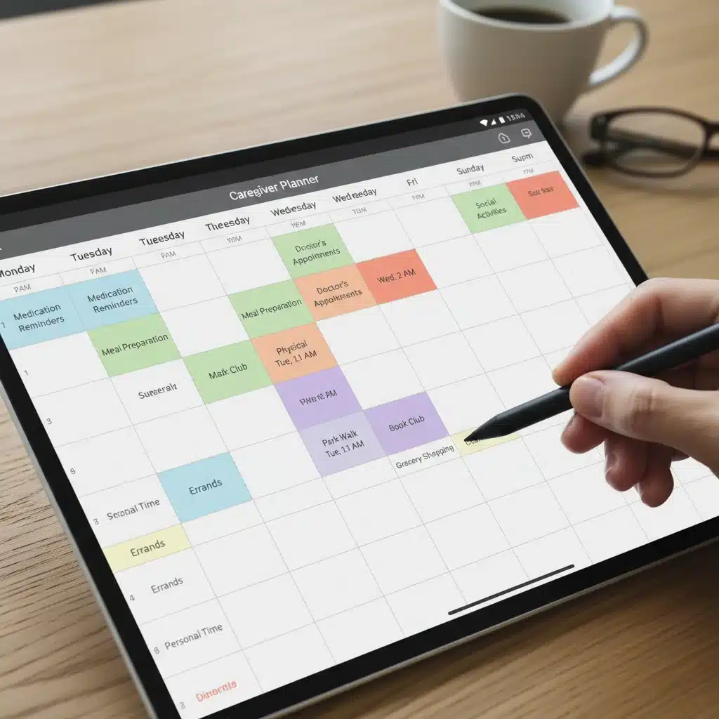 Organized caregiving planner with color-coded tasks for the week