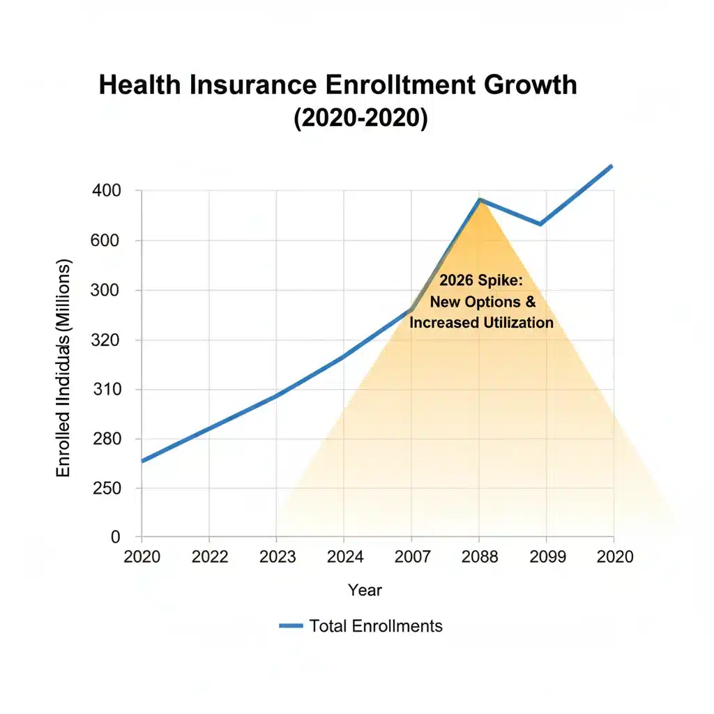 Chart illustrating growth in ACA health plan enrollment and new options