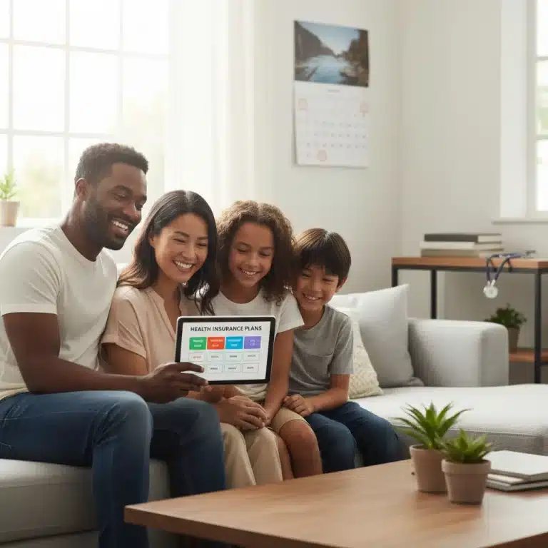 Family reviewing 2026 ACA health plan options on a tablet