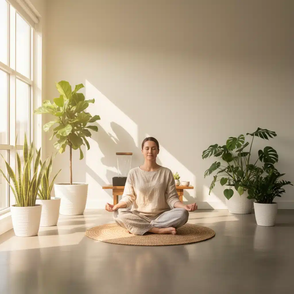 Person meditating for stress reduction and self-care.