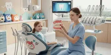 Child smiling in modern pediatric dental office