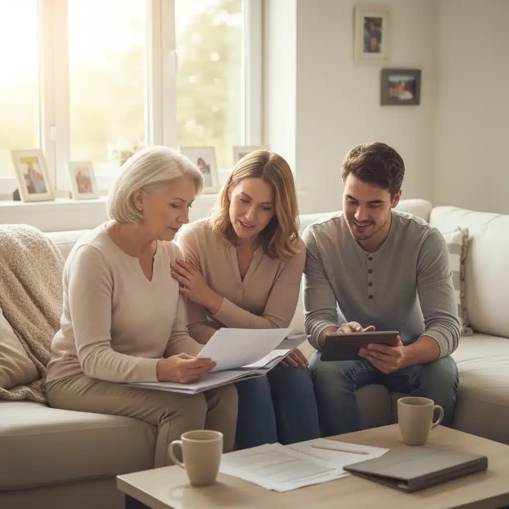 Family discussing medical decisions and advanced directives.