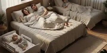 Peaceful family sleeping soundly in a cozy bedroom, symbolizing good sleep hygiene.