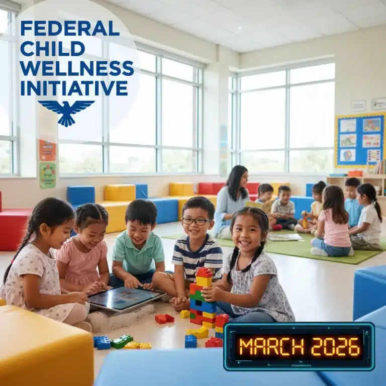 Children playing happily in a federal childcare program, deadline approaching