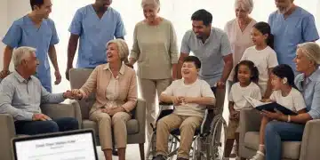 Diverse caregivers assisting individuals in a supportive home environment, symbolizing US caregiver rights 2026.
