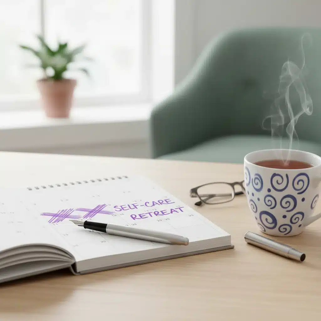 A calendar showing scheduled personal time for a caregiver, emphasizing self-care planning.