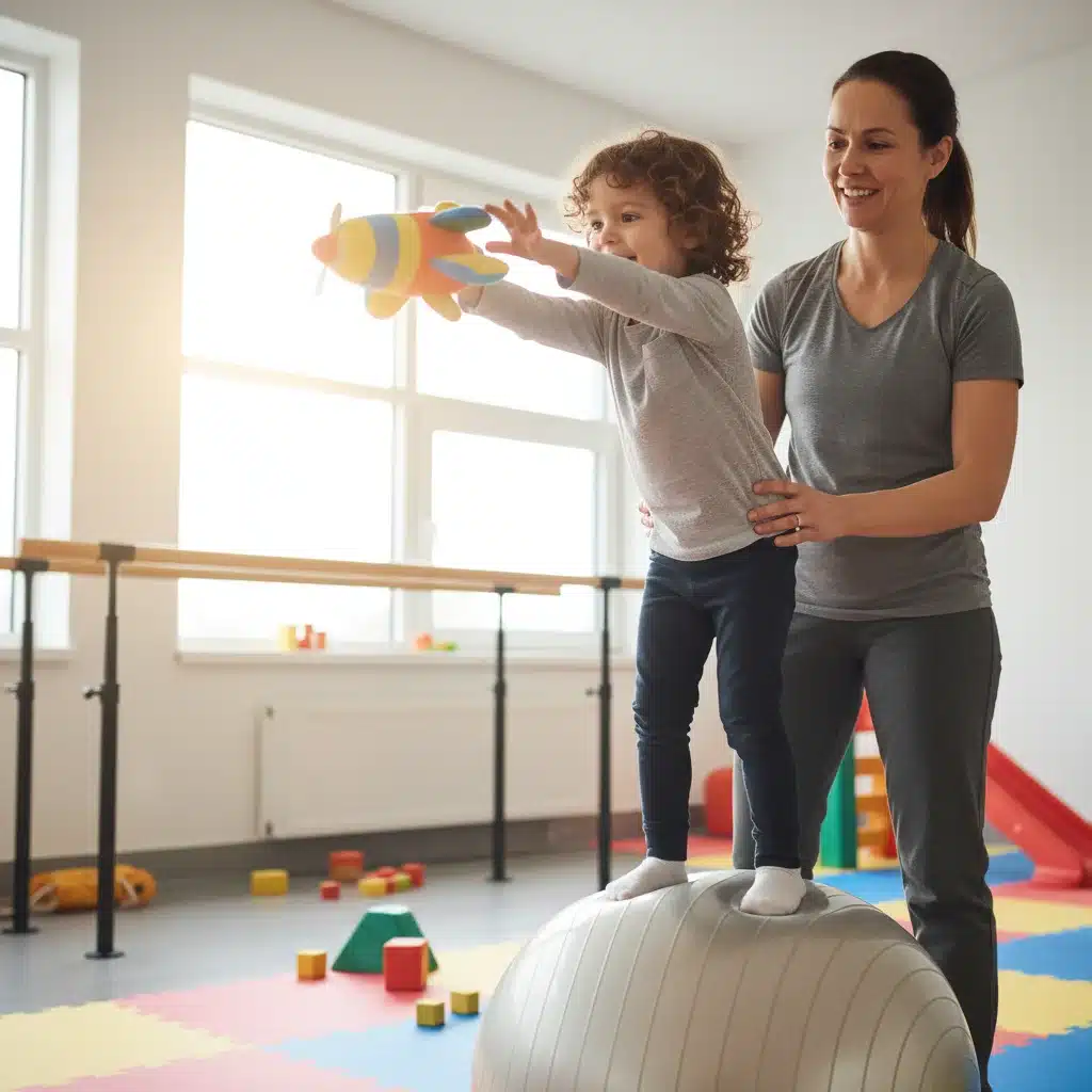 Child receiving physical therapy for developmental delay