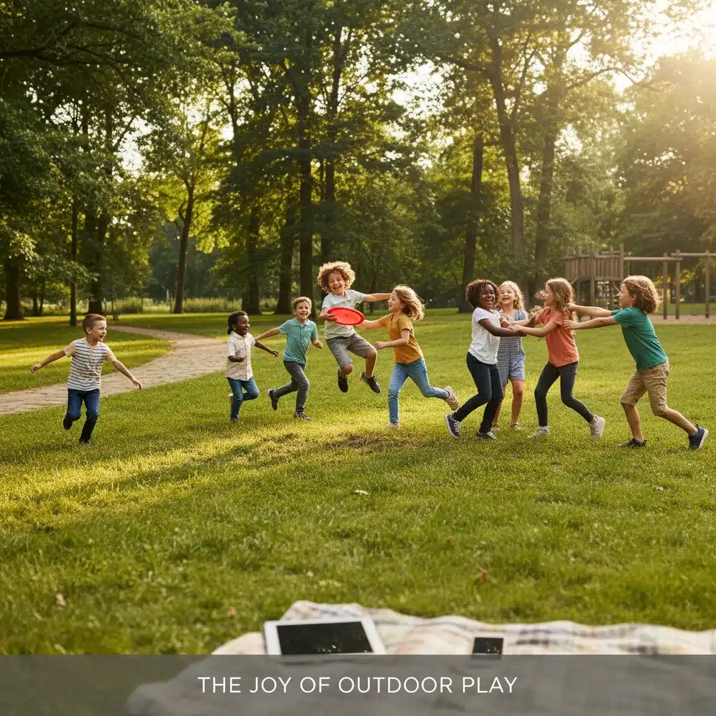 Children happily playing outdoors in a park