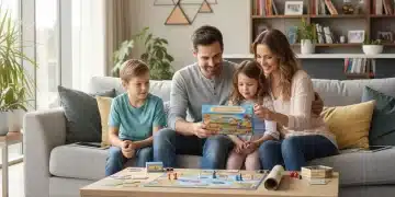 Family engaging in offline activities to reduce screen time