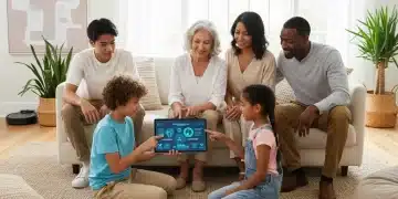 Family using tablet for home chronic care management