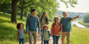 Boost Family Immunity 2026: A 5-Step Research-Backed Plan for All Ages Happy diverse family enjoying an outdoor hike, symbolizing strong family immunity and wellness.