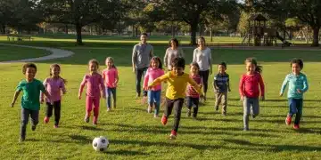 Children playing outdoors, emphasizing active lifestyle and healthy choices.