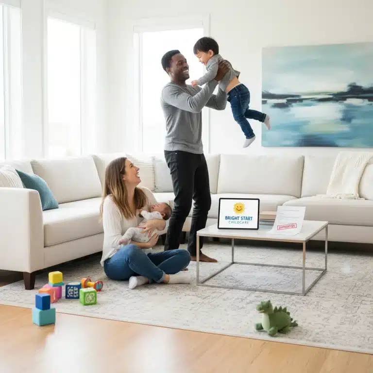 Happy family enjoying time together, symbolizing the benefits of federal childcare subsidies