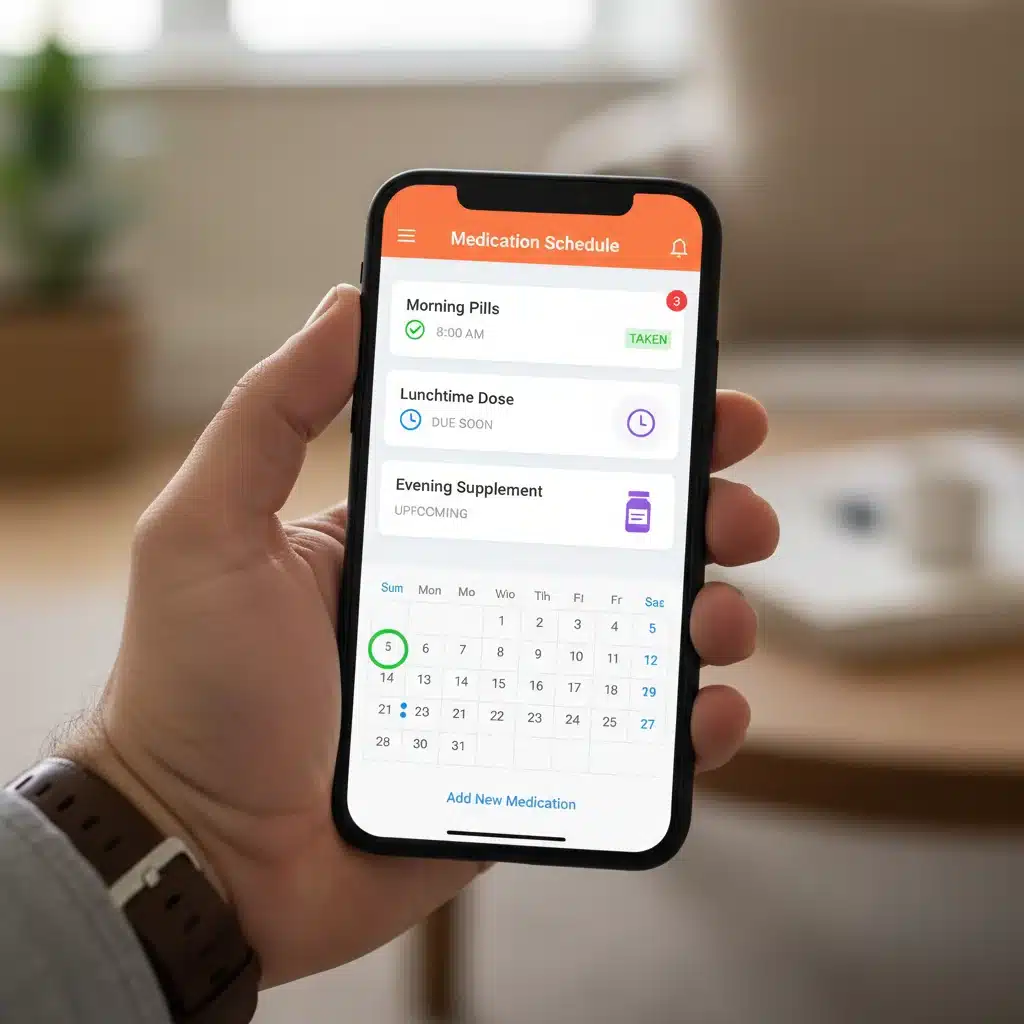 Medication reminder app on a smartphone for caregivers