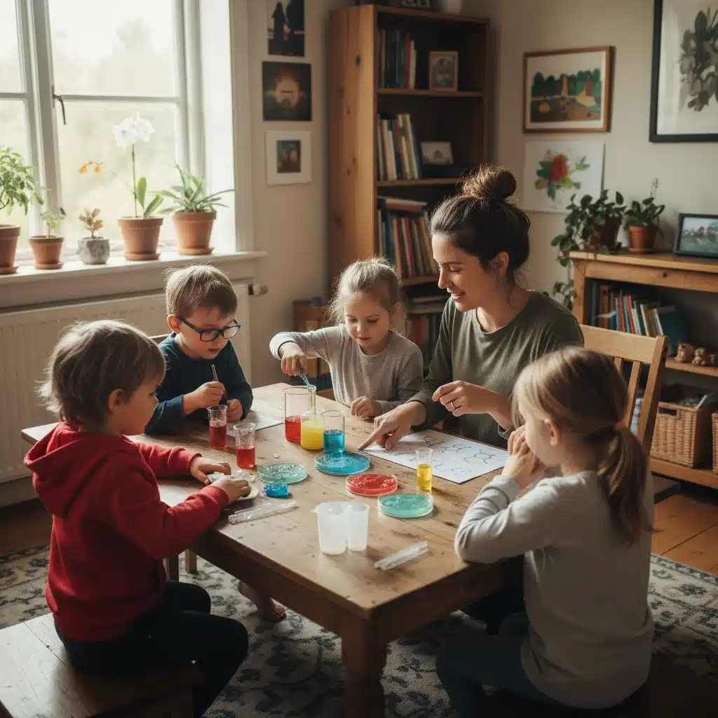 Children engaged in a hands-on learning activity in a small group setting
