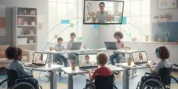 Children with special needs participating in engaging telehealth therapy sessions from their homes, showcasing accessibility and modern care.